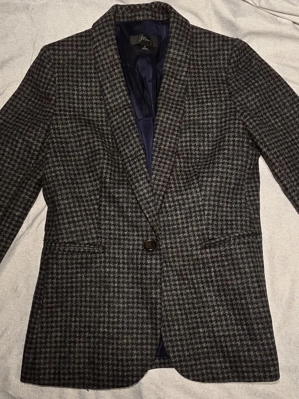 J. Crew Houndstooth Single-Breasted Blazer - Black & Gray